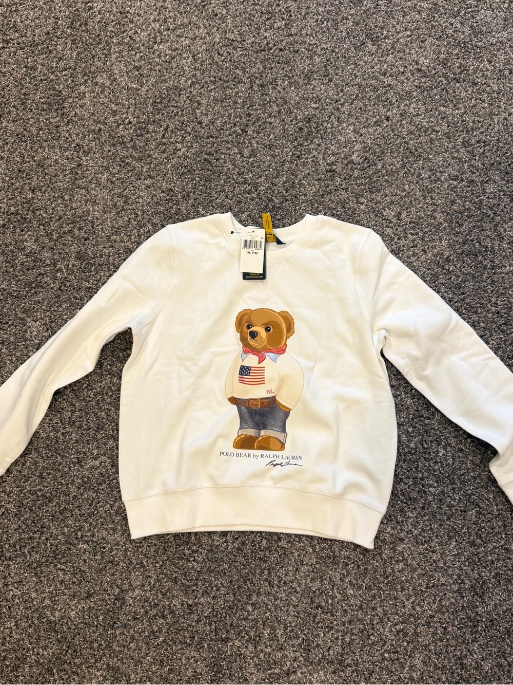 Polo Ralph Lauren Sweatshirt bear Sz. XL girls or S. Women’s - Picture 5 of 5